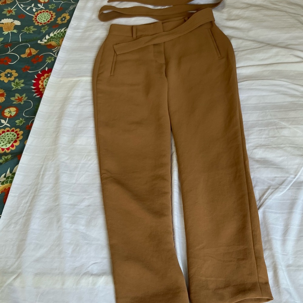 ARITZIA Wilfred Tan Straight-Leg Trousers